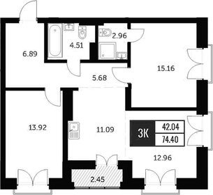 Квартира 74,4 м², 3-комнатная - изображение 1