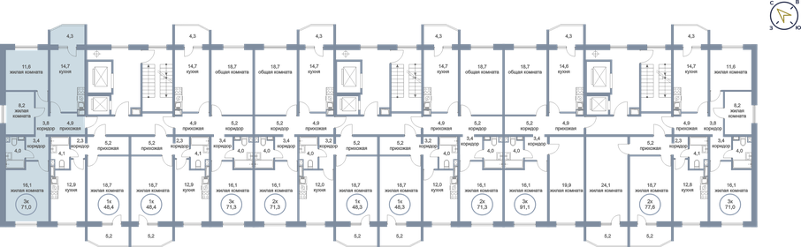 70,3 м², 3-комнатная квартира 6 490 000 ₽ - изображение 43