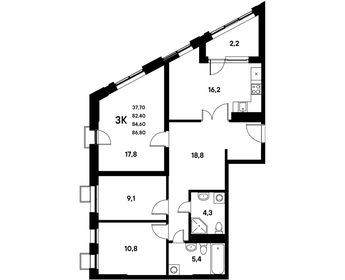 75,6 м², 4-комнатная квартира 10 682 629 ₽ - изображение 19
