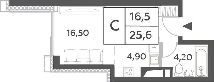 25,6 м², квартира-студия 15 283 459 ₽ - изображение 19