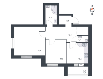 Квартира 80 м², 2-комнатная - изображение 2