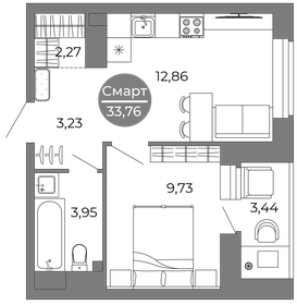 Квартира 35,5 м², 1-комнатная - изображение 1