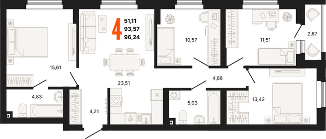 92 м², 4-комнатная квартира 12 000 000 ₽ - изображение 37