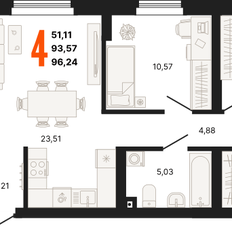 Квартира 96,2 м², 4-комнатная - изображение 2