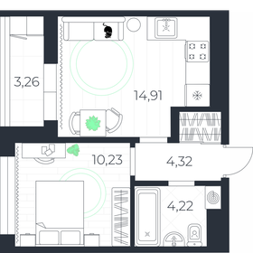 Квартира 35,3 м², 1-комнатная - изображение 1