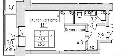 Квартира 28,5 м², 1-комнатная - изображение 1