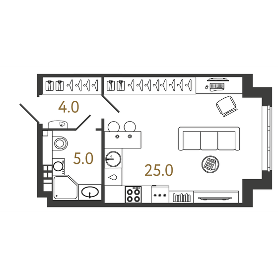 34 м², квартира-студия 18 816 180 ₽ - изображение 1