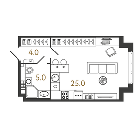 Квартира 34 м², студия - изображение 1