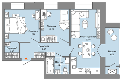 57 м², 3-комнатная квартира 7 430 280 ₽ - изображение 9