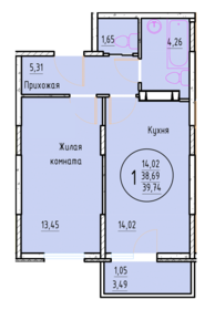 Квартира 39,7 м², 1-комнатная - изображение 1