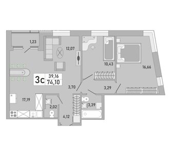 Квартира 74,1 м², 3-комнатная - изображение 1