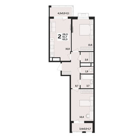 Квартира 65,5 м², 2-комнатная - изображение 1