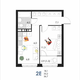 36,1 м², 2-комнатная квартира 4 234 530 ₽ - изображение 6