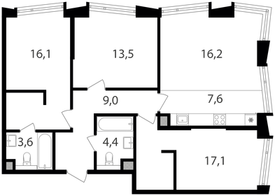 Квартира 87,5 м², 4-комнатная - изображение 1