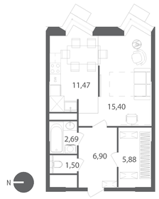 43,8 м², 1-комнатная квартира 6 225 280 ₽ - изображение 47