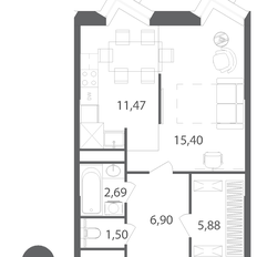 Квартира 43,8 м², 1-комнатная - изображение 3