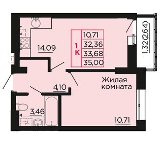 32 м², 1-комнатная квартира 3 599 000 ₽ - изображение 17