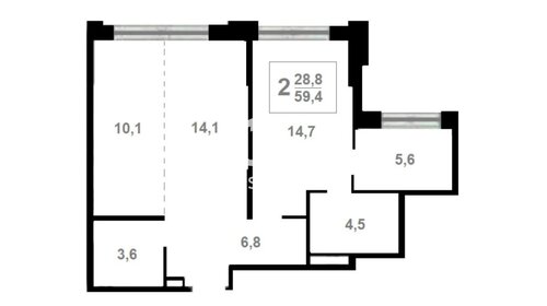 47,4 м², 2-комнатные апартаменты 25 406 400 ₽ - изображение 17