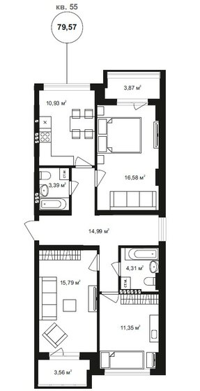 84,8 м², 3-комнатная квартира 12 423 191 ₽ - изображение 1