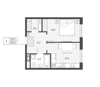 40,4 м², 1-комнатная квартира 5 930 935 ₽ - изображение 24