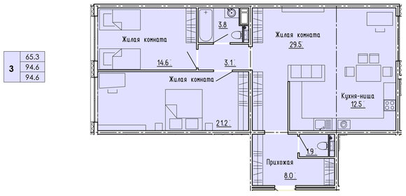 96,9 м², 3-комнатная квартира 9 205 500 ₽ - изображение 69