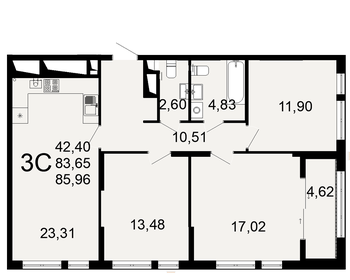 Квартира 86 м², 3-комнатная - изображение 1