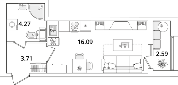 23 м², квартира-студия 5 399 000 ₽ - изображение 89