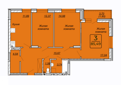 85,5 м², 3-комнатная квартира 6 500 000 ₽ - изображение 37