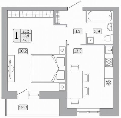 40,6 м², 1-комнатная квартира 4 655 000 ₽ - изображение 9