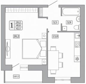 41,3 м², 1-комнатная квартира 5 700 000 ₽ - изображение 47