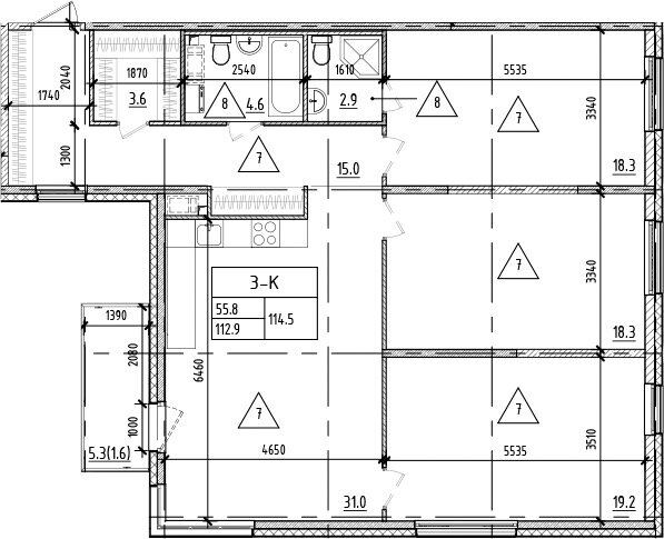 114,5 м², 3-комнатная квартира 32 900 000 ₽ - изображение 1
