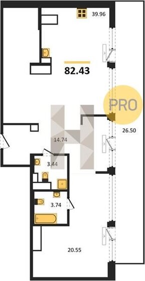 82,4 м², 1-комнатная квартира 25 950 000 ₽ - изображение 27