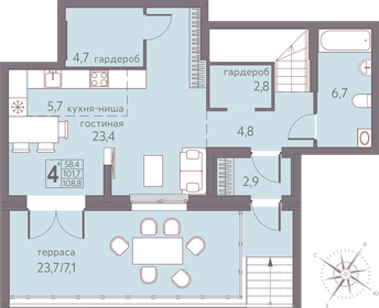 Квартира 108,8 м², 4-комнатная - изображение 1