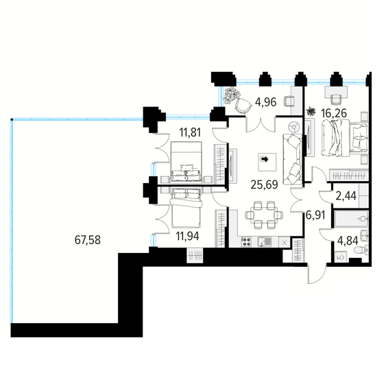 149,9 м², 3-комнатная квартира 24 965 010 ₽ - изображение 1
