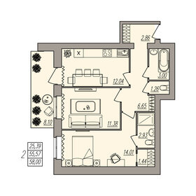 59,3 м², 2-комнатная квартира 7 706 400 ₽ - изображение 33