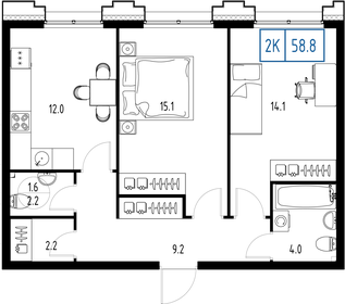 58,8 м², 2-комнатная квартира 21 595 292 ₽ - изображение 70