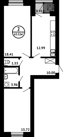 63,5 м², 2-комнатная квартира 8 511 680 ₽ - изображение 17