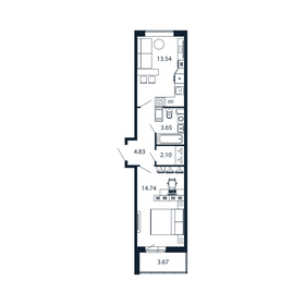 Квартира 40,7 м², 1-комнатная - изображение 1