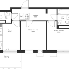 Квартира 54,3 м², 2-комнатная - изображение 3