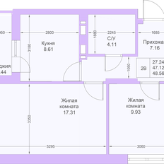 Квартира 48,6 м², 2-комнатная - изображение 2