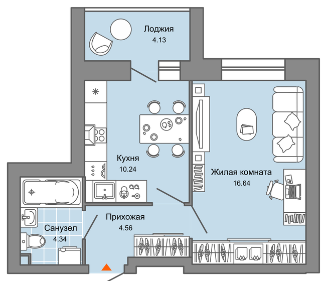 38 м², 1-комнатная квартира 3 879 625 ₽ - изображение 1