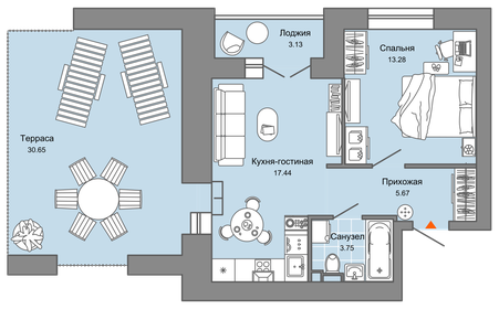 45 м², 2-комнатная квартира 5 500 000 ₽ - изображение 83