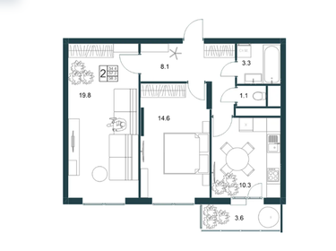 Квартира 59,4 м², 2-комнатная - изображение 1