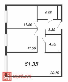 61,4 м², 2-комнатные апартаменты 9 179 187 ₽ - изображение 89