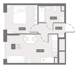 33,5 м², 1-комнатная квартира 4 576 174 ₽ - изображение 24