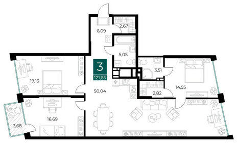 101,3 м², 3-комнатная квартира 14 281 890 ₽ - изображение 31