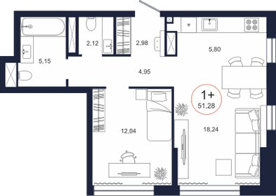 50,1 м², 1-комнатная квартира 6 501 000 ₽ - изображение 65
