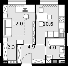 35 м², 1-комнатная квартира 9 800 000 ₽ - изображение 105