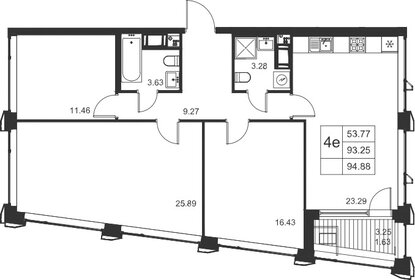 Квартира 94,9 м², 3-комнатная - изображение 1