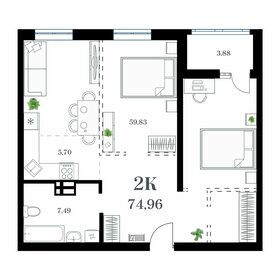 Квартира 75 м², 2-комнатная - изображение 1